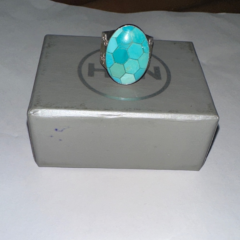 Jay King Turquoise Mosaic Silver Ring